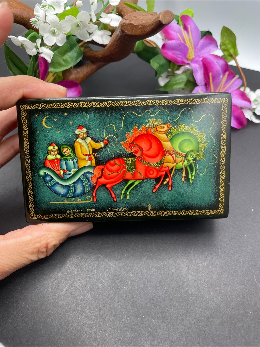 Troika Russian Lacqure trinket box 1990’s